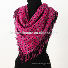 Fall Winter 80S Four Sides Self-fringe Square Wool Scarf